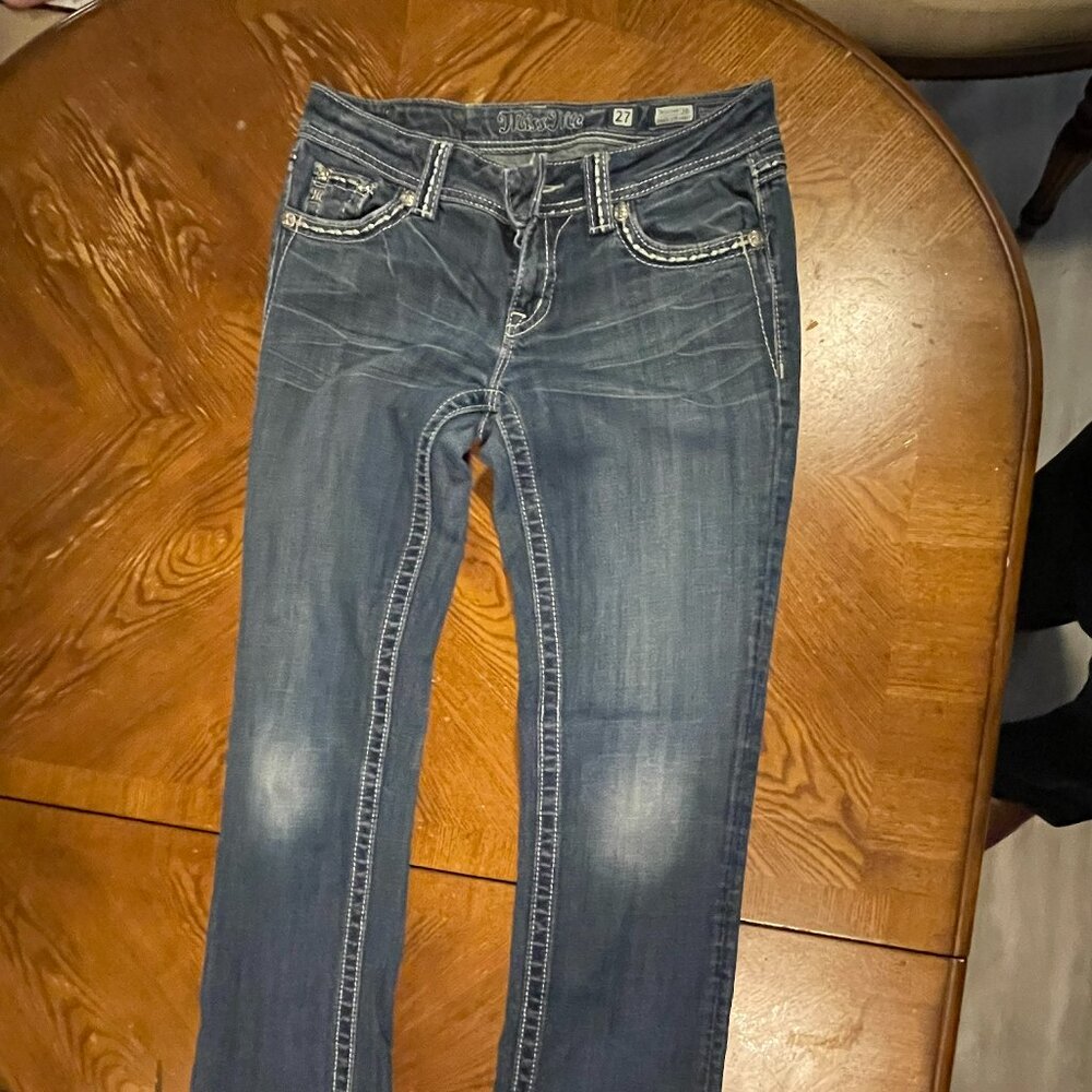 Miss Me Womens Jeans Straight JE5014ET38L: Size 27/33:Country/Western: By Buckle